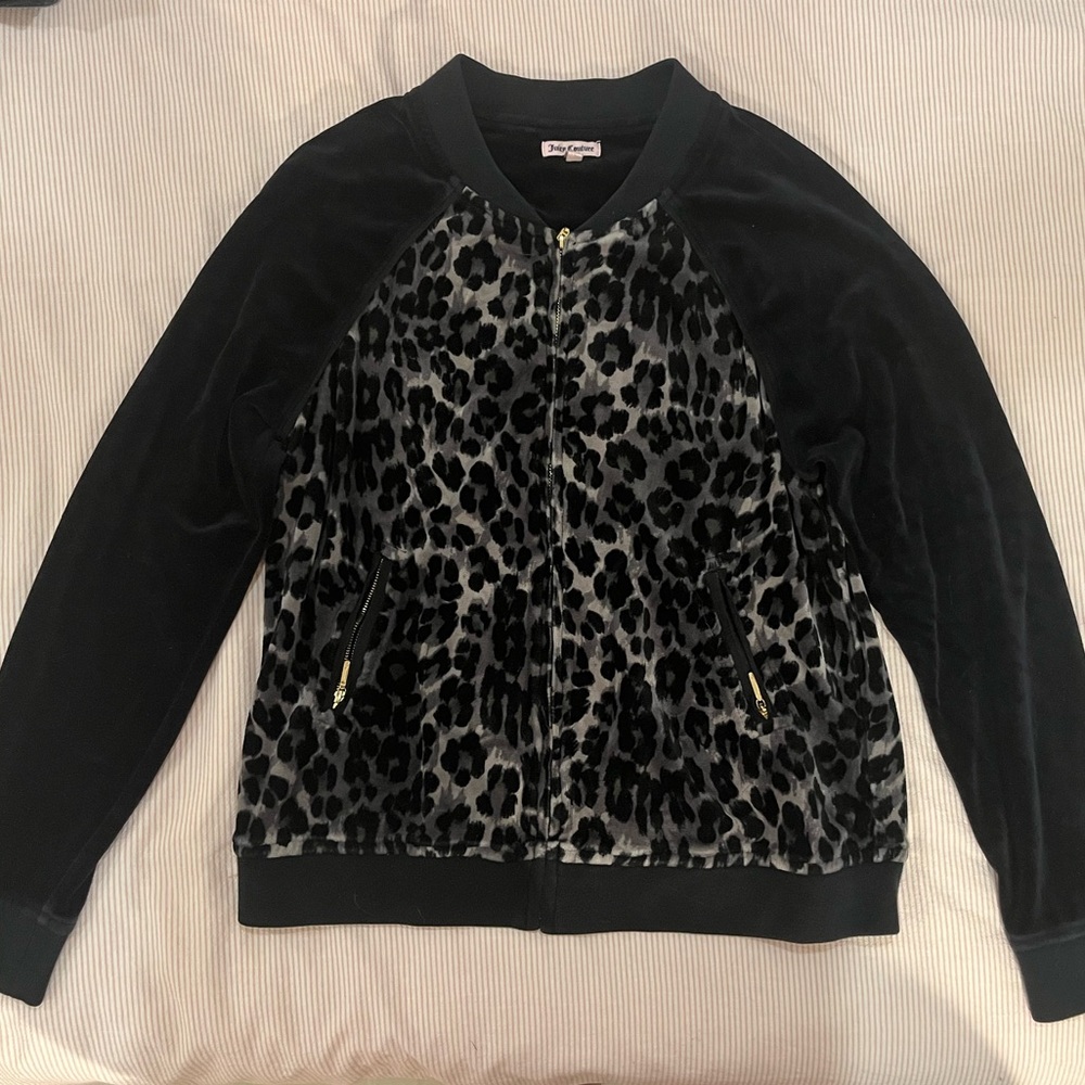 Juicy Couture Black and Leopard Print Jacket